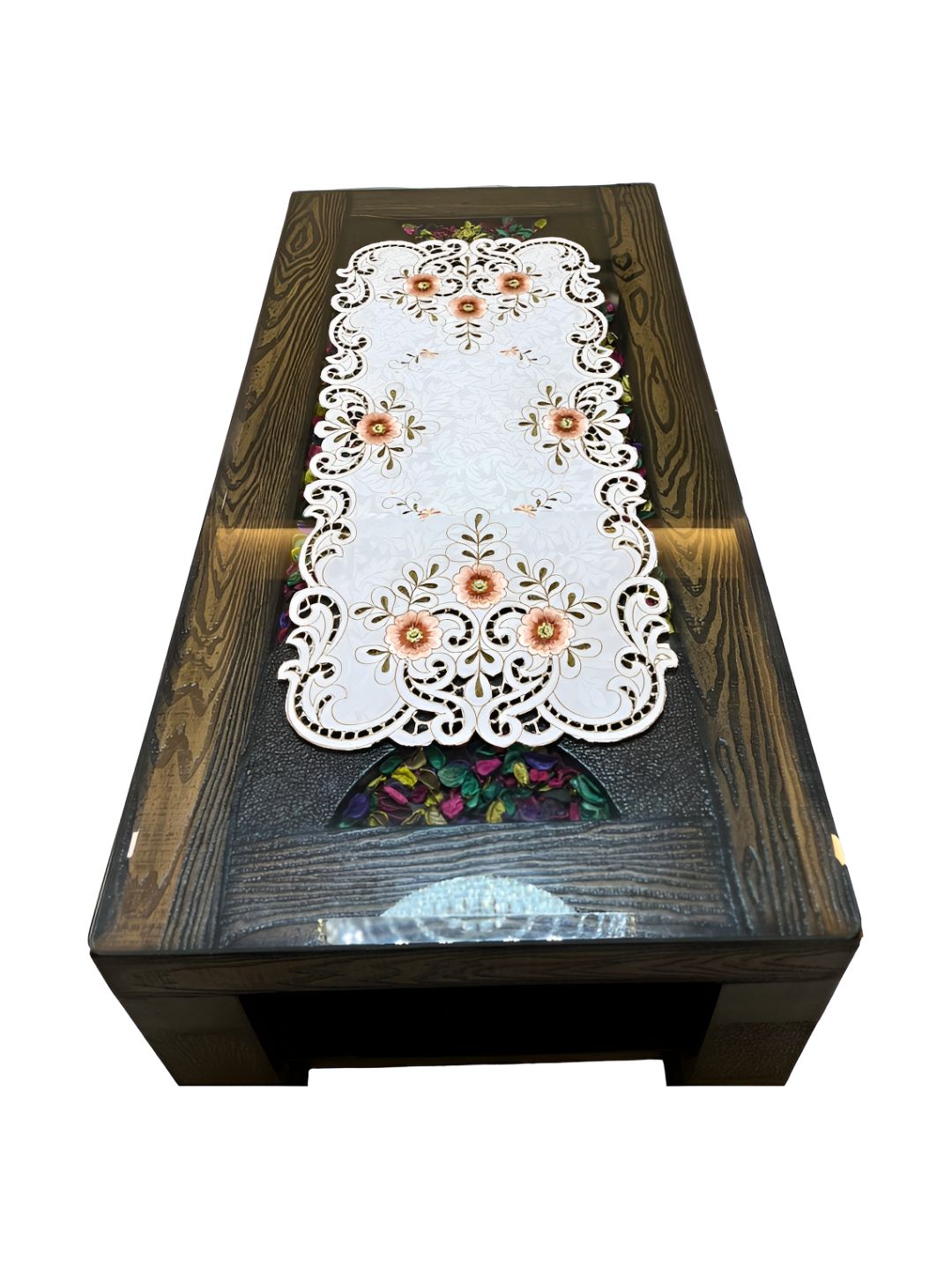 MONKDECOR White Embroidered Table Runners