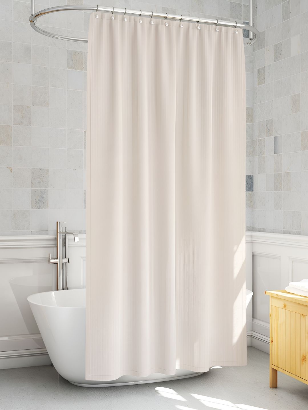 TANLOOMS Cream Waterproof Shower Curtain