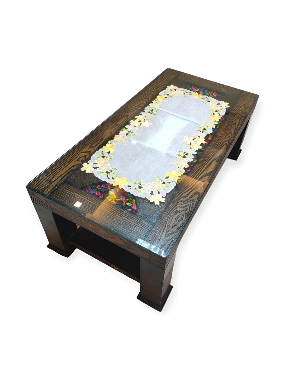 TANLOOMS Yellow & White Embroidered Table Runners