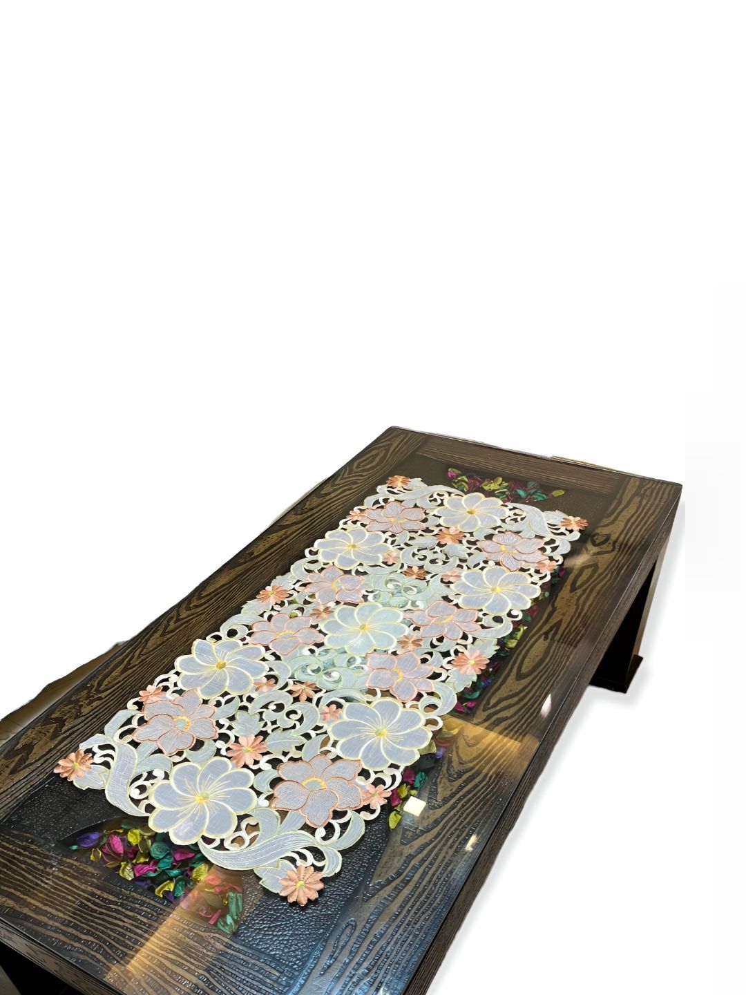 TANLOOMS Brown & White Embroidered Table Runners