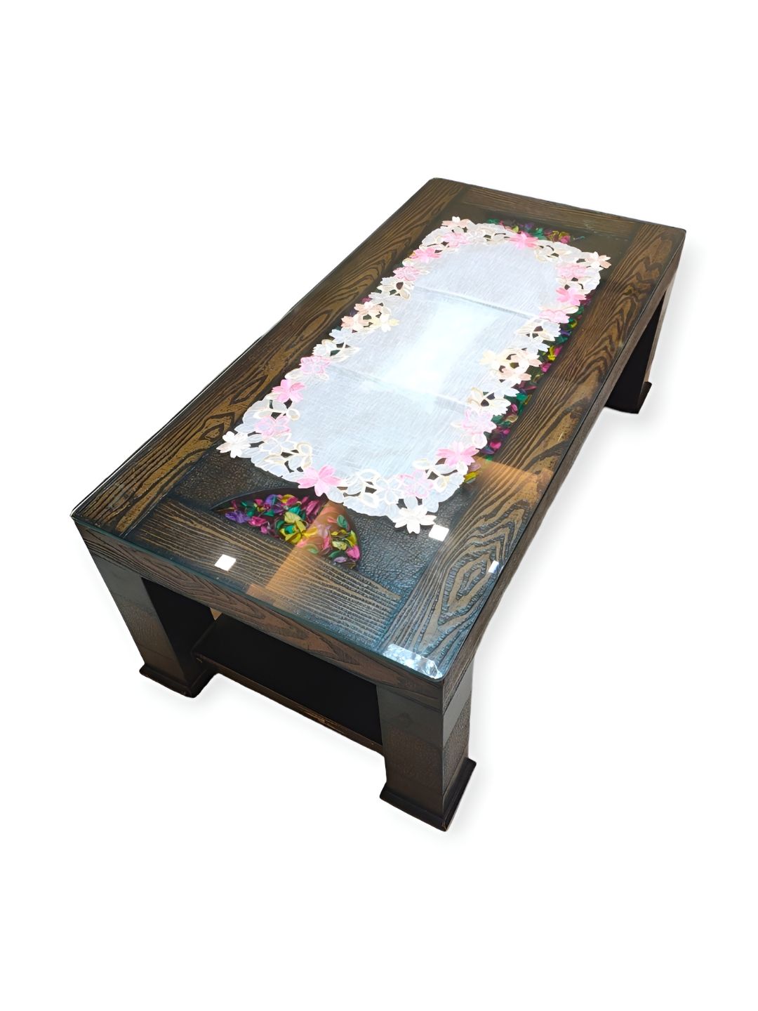 TANLOOMS Pink & White Embroidered Table Runners