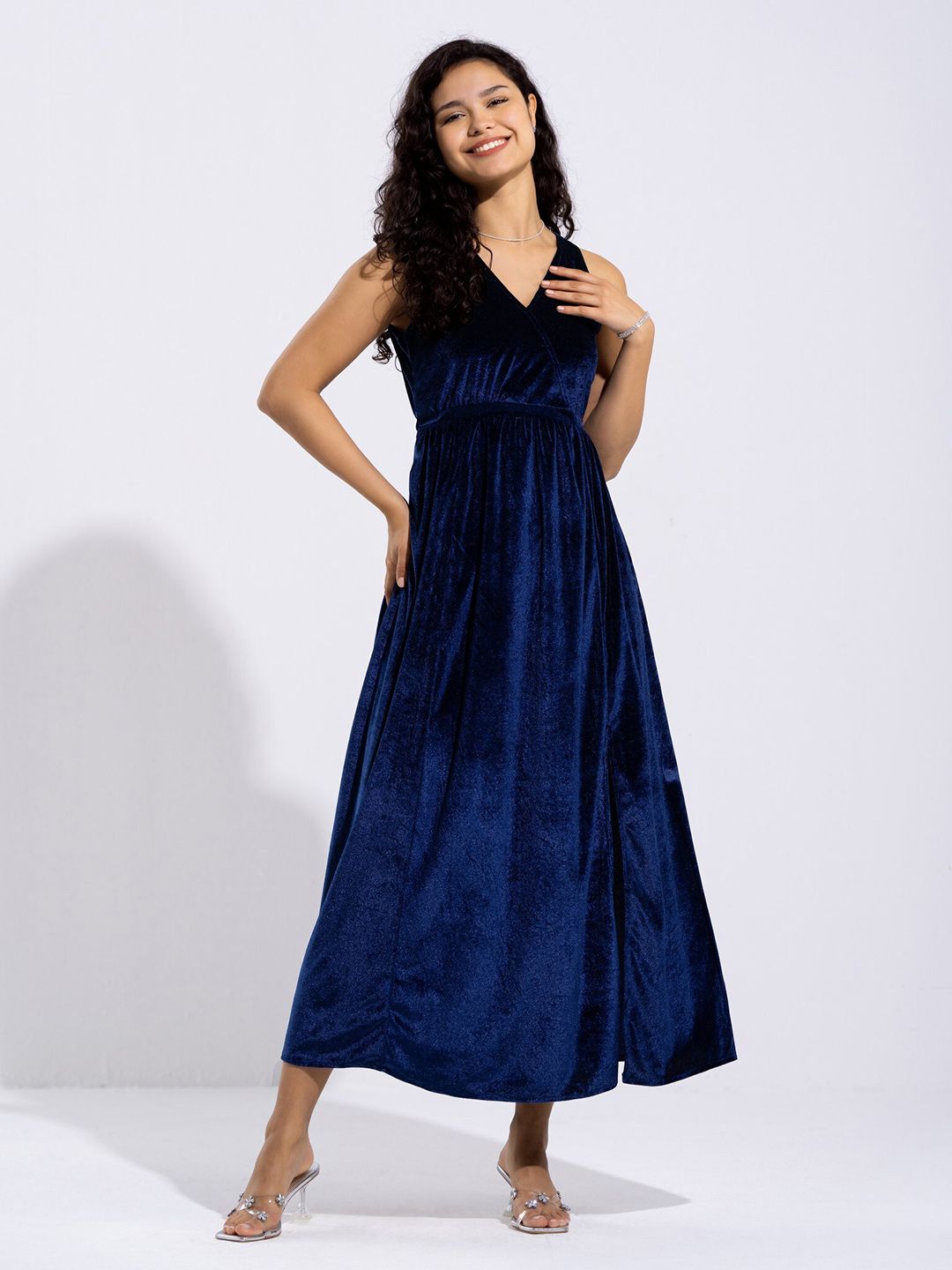 Buy AASK Shoulder Straps Velvet Maxi Dress - Dresses for Women