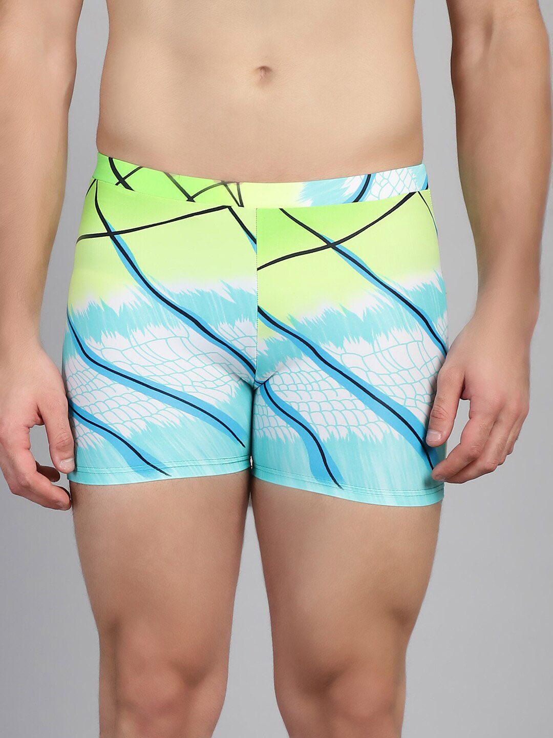 CUKOO Men Abstract Printed Swim Bottoms