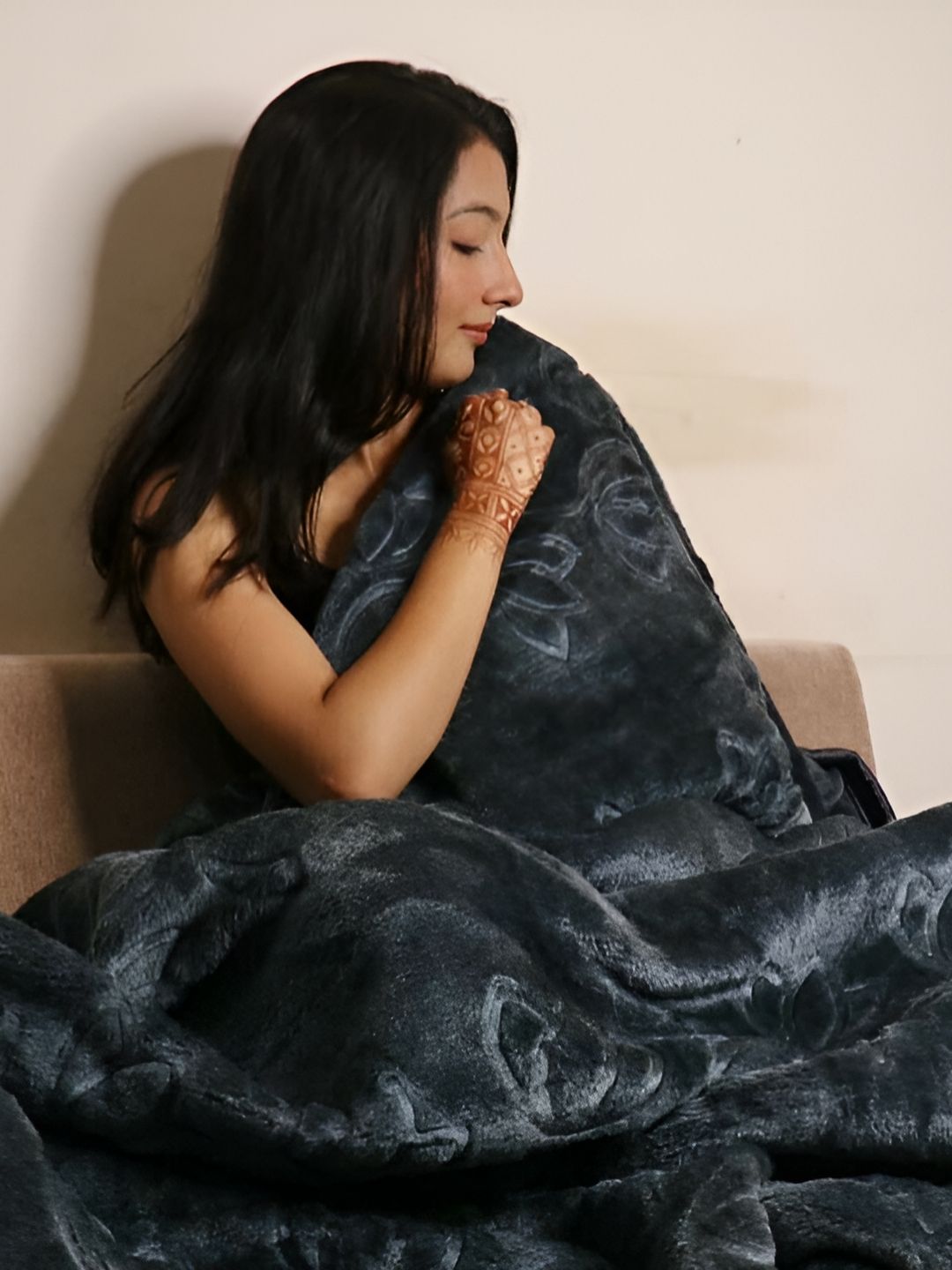 Comfowell Comfowell Grey Floral Heavy Winter 500 GSM Double Bed Blanket