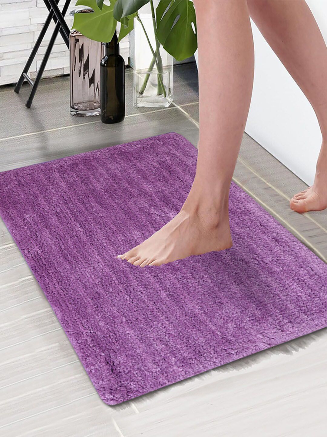 Aura Purple 1850 GSM Anti Skid Microfiber Bath Rugs