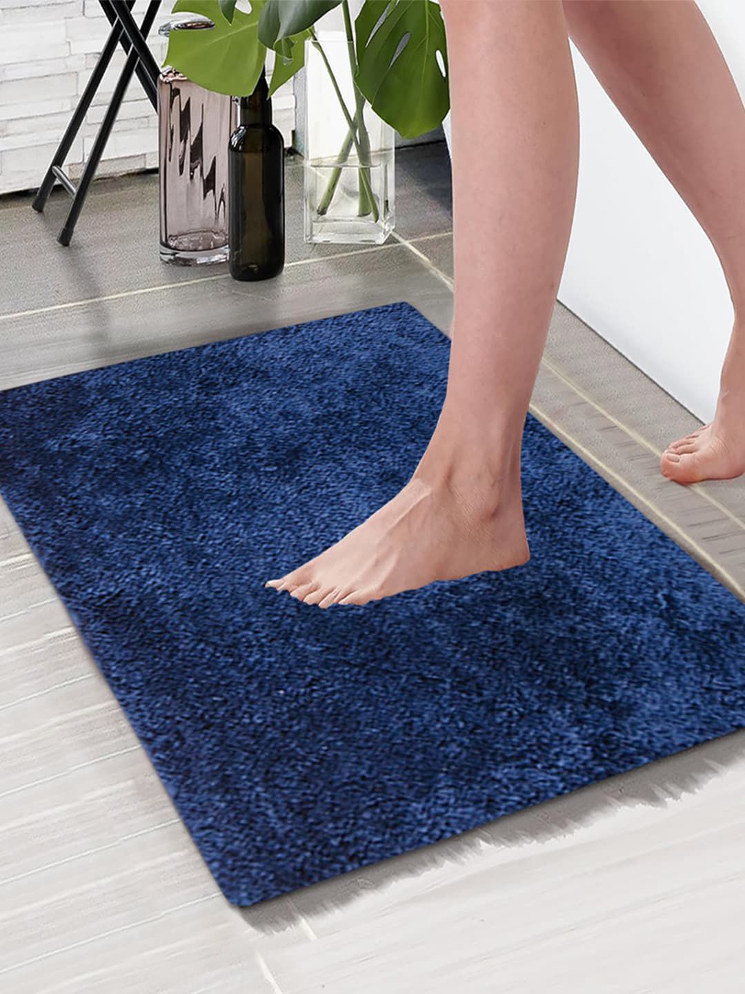 Aura Navy Blue 1850 GSM Anti-Skid Bath Rugs