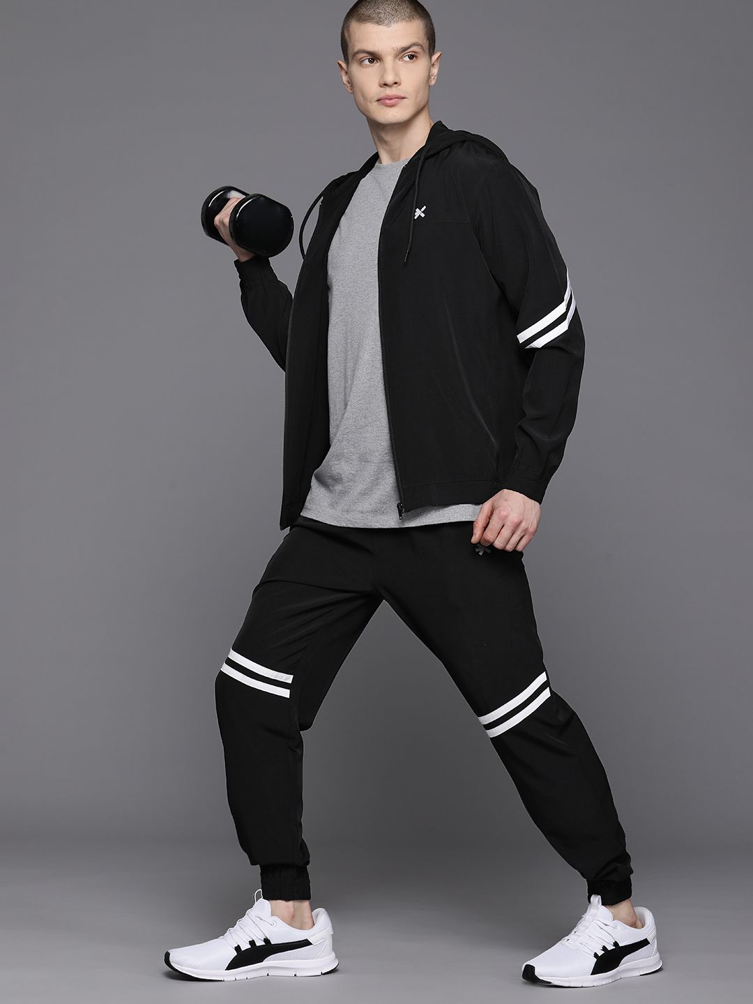 HRX by Hrithik Roshan Men Striped Rapid-Dry Sports Tracksuit