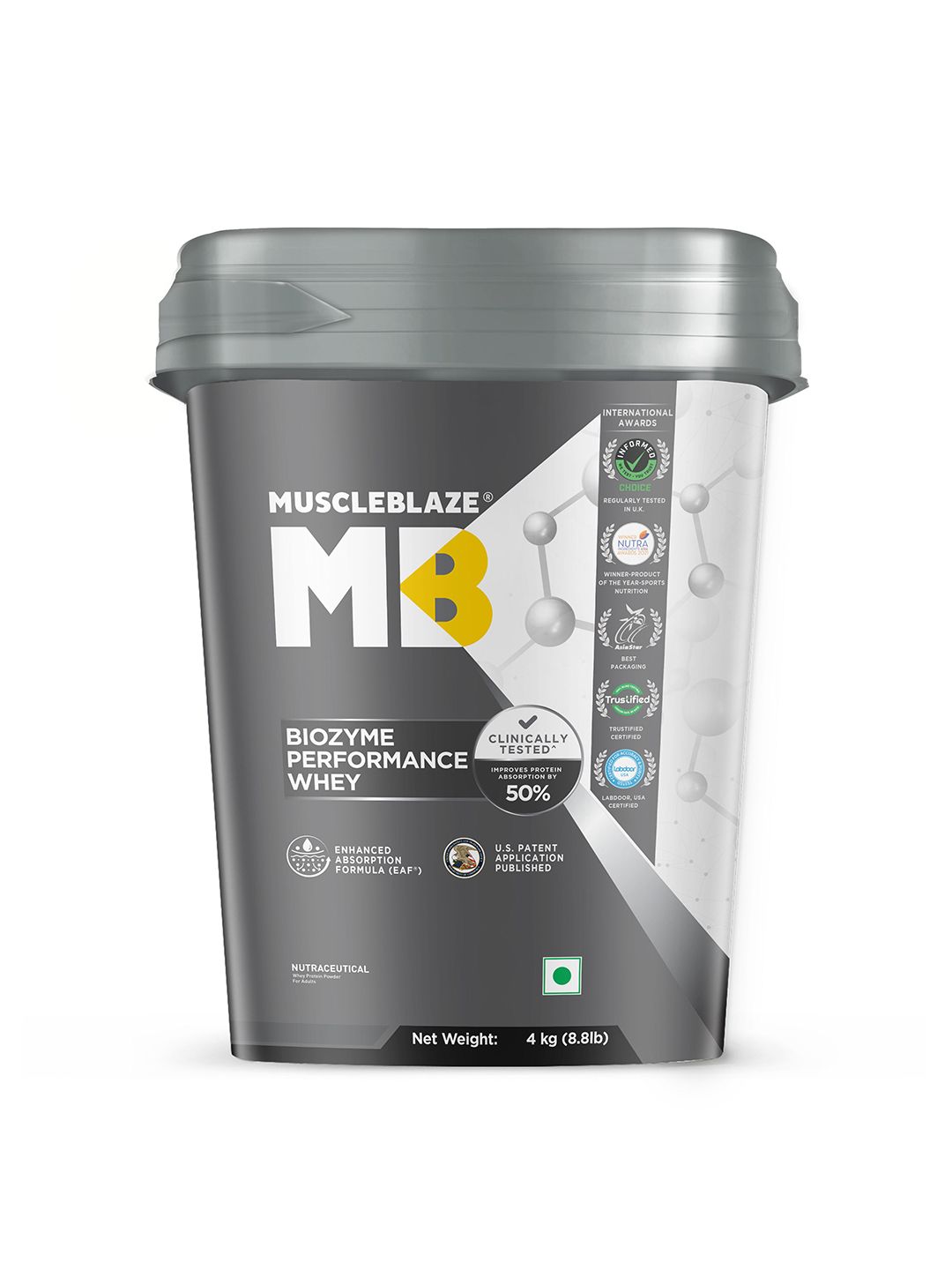 MuscleBlaze MuscleBlaze Biozyme Performance Whey Protein- Chocolate Hazelnut Flavour- 4Kg