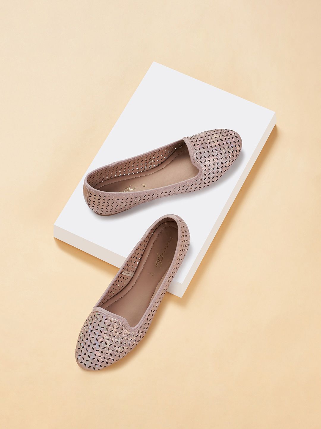 Forever Glam by Pantaloons Textured Laser Cuts Round Toe Ballerinas