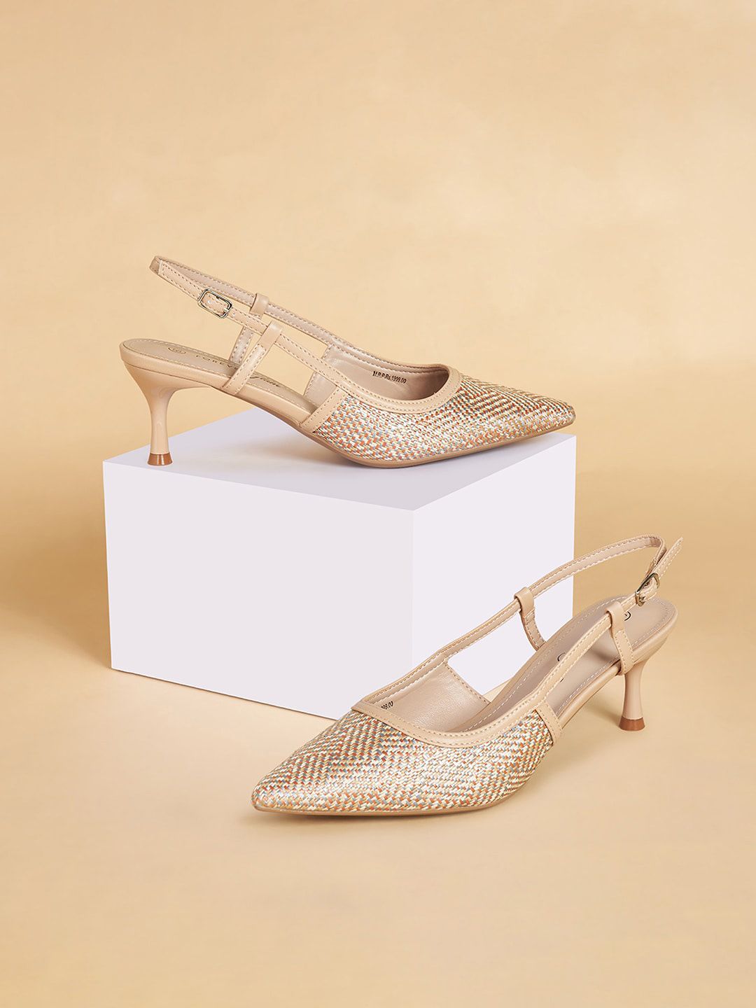 Forever Glam by Pantaloons Textured Kitten Heeled Pumps