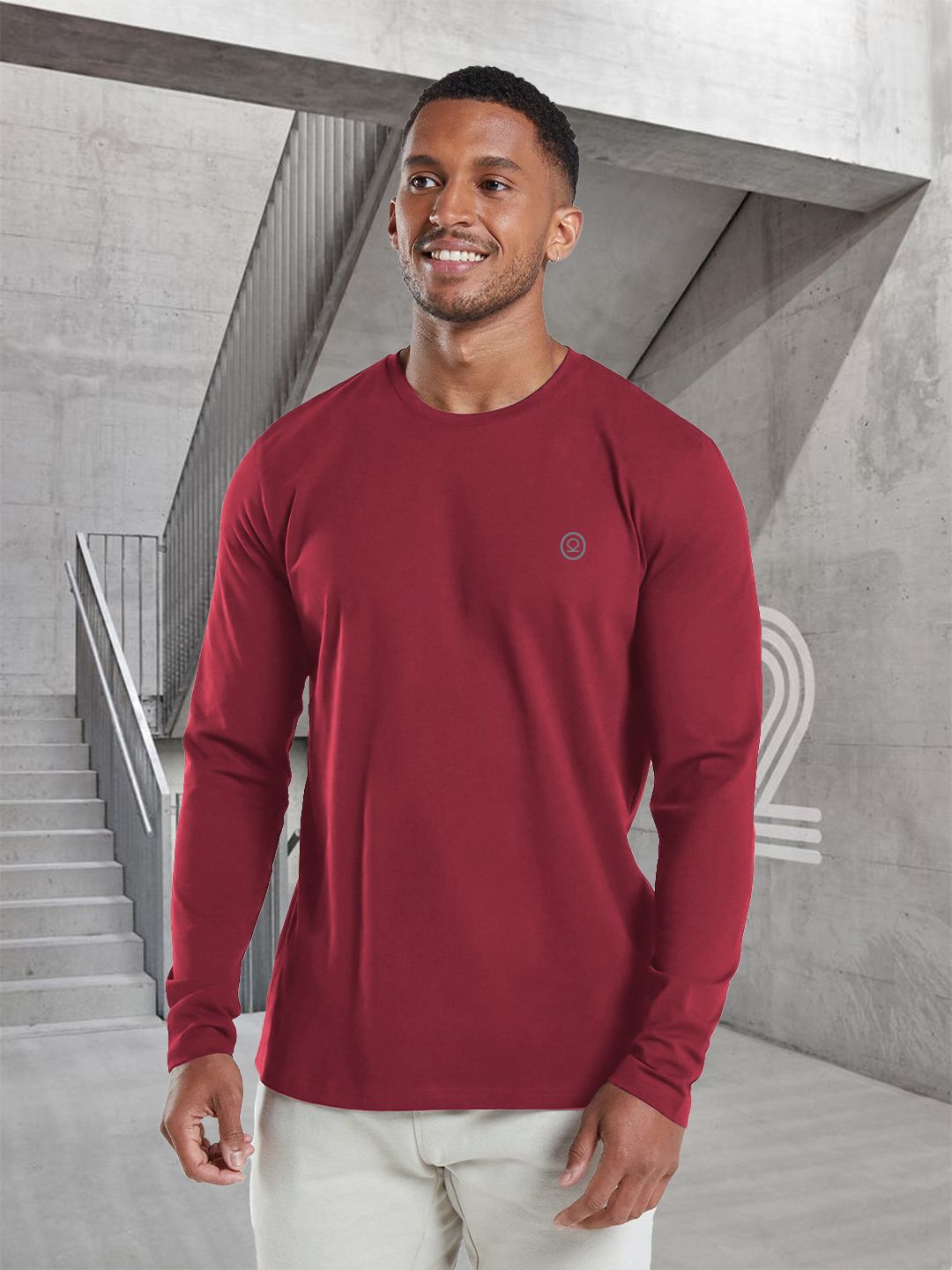 CHKOKKO Round Neck Long Sleeves Regular Fit T-shirt