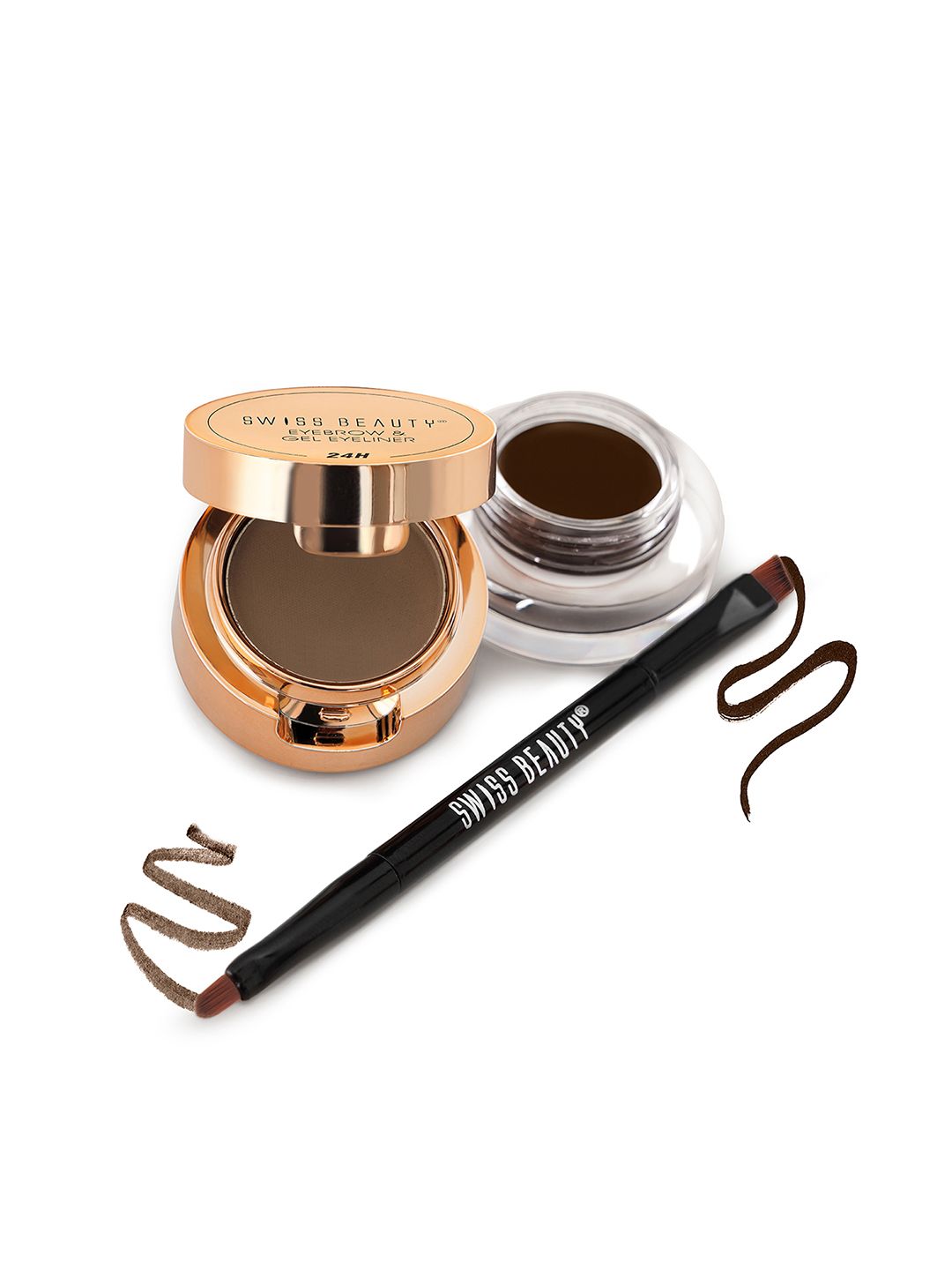 SWISS BEAUTY 3-in-1 Super Pigmented & Water-Resistant Eyebrow & Gel Eyeliner 7g - Brown 02