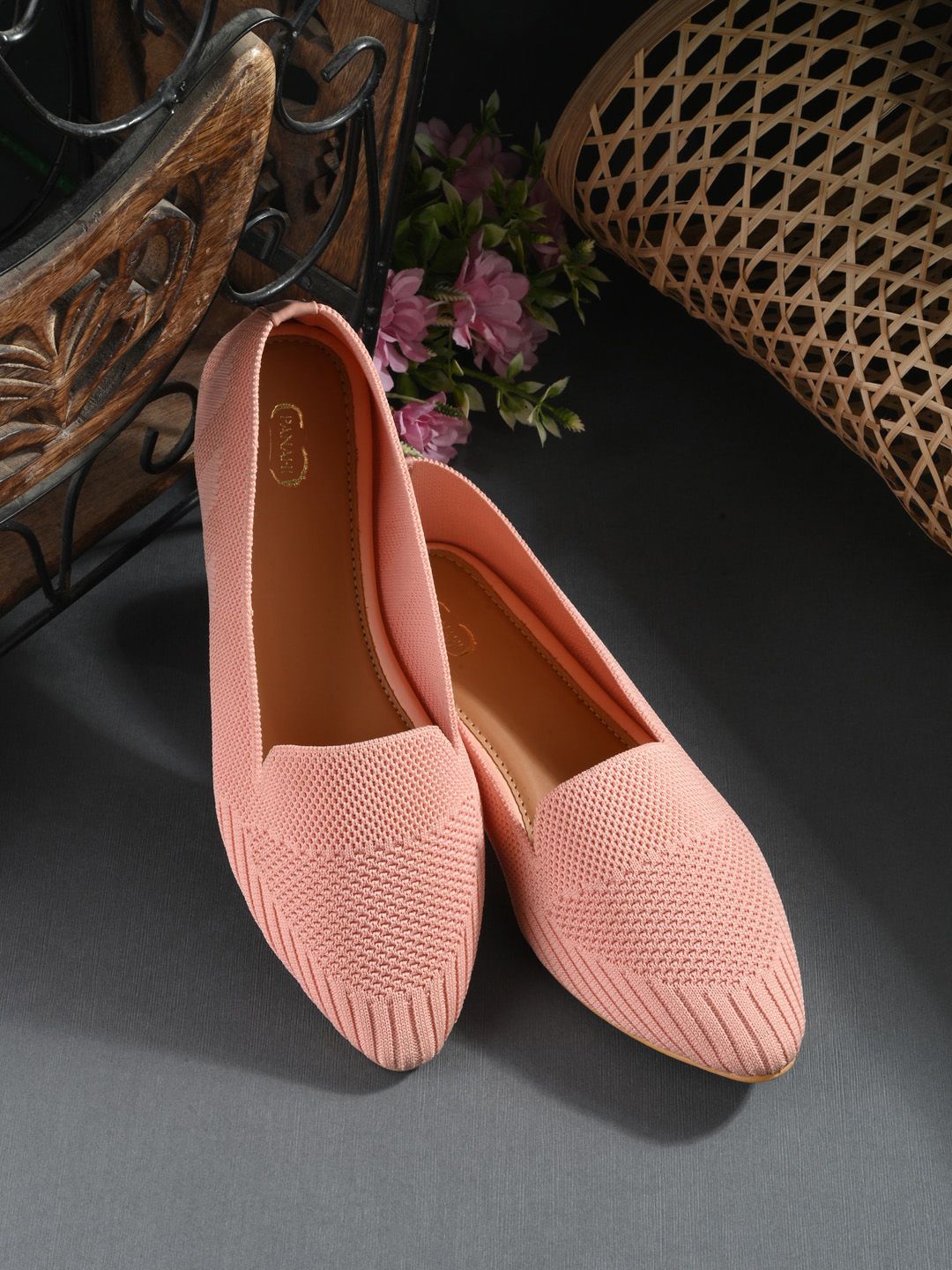 PANAHI Textured Round Toe Ballerinas