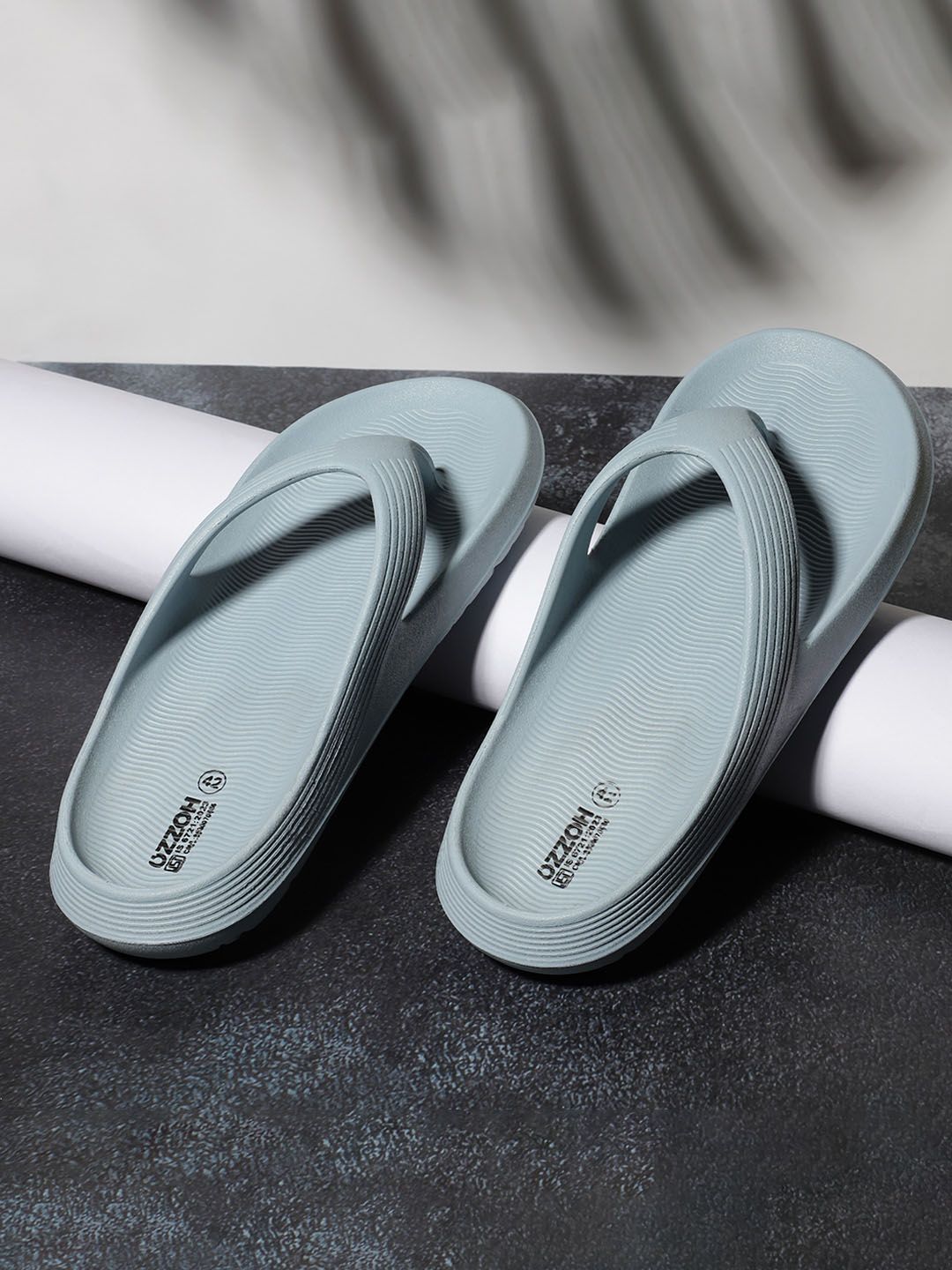 OZZOH Men Striped Thong Flip-Flops