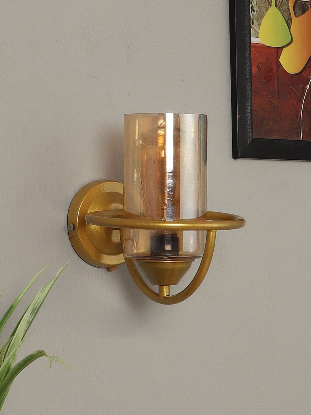 decorativeray Gold Toned Cylindrical Shaped Wall Lamps