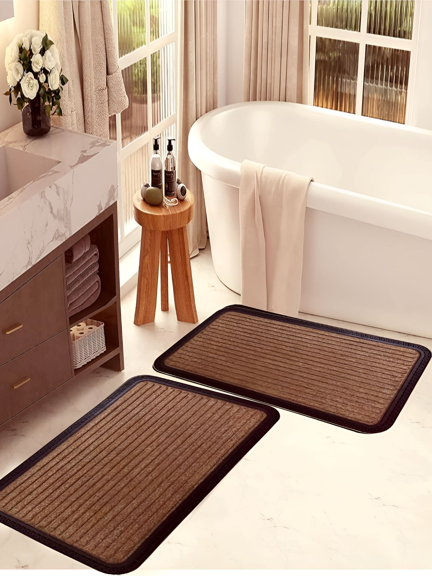 AaHo Decor AaHo Decor Brown 2 Pcs Anti-Skid Doormat