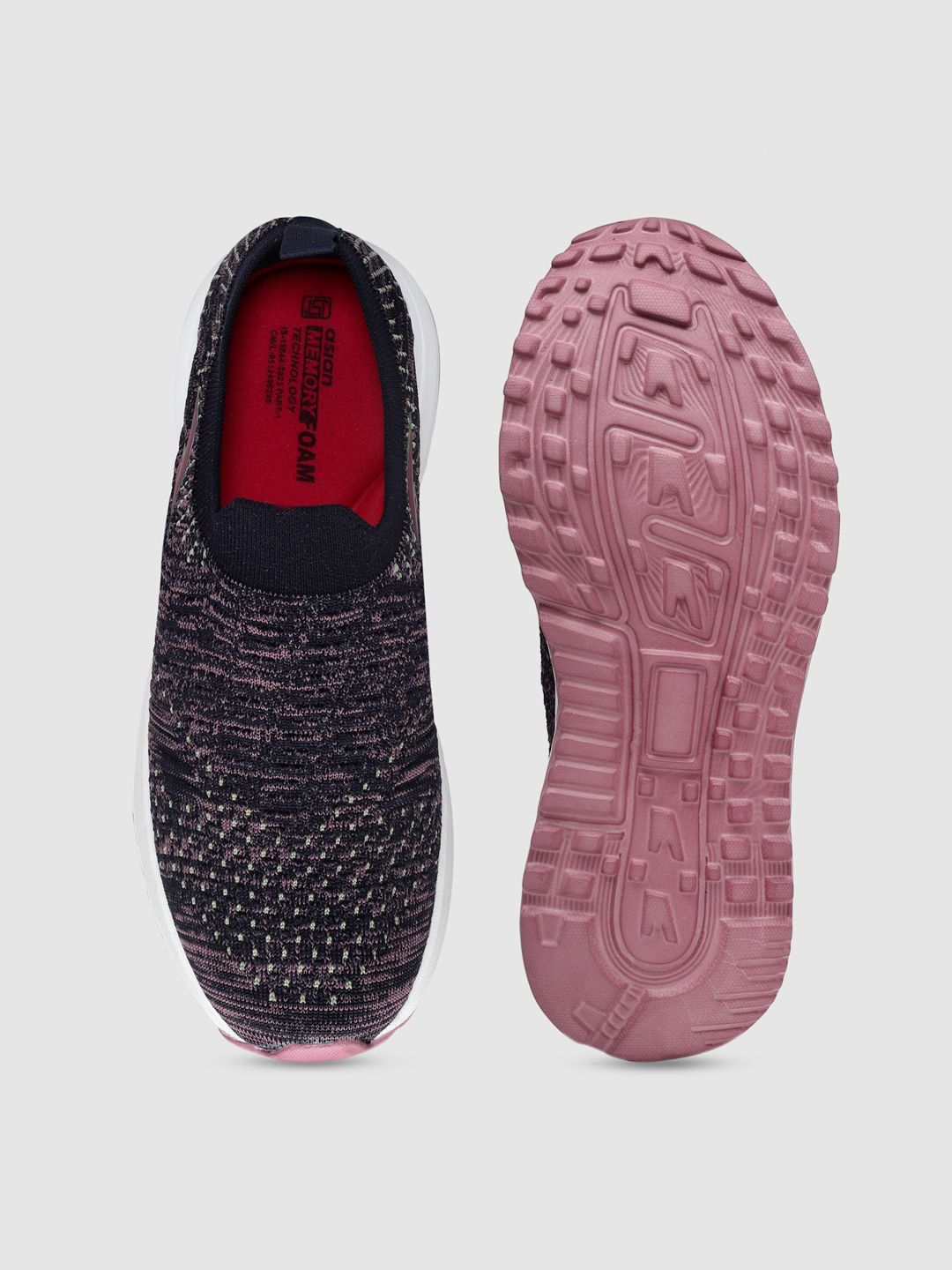 Buy ASIAN Women Textured Round Toe Textile Memory Foam Slip-On