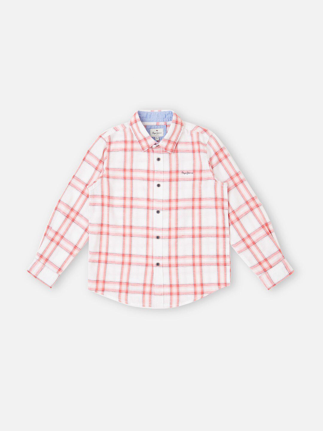 Pepe Jeans Boys Spread Collar Long Sleeves Tartan Checks Cotton Checked Casual Shirt