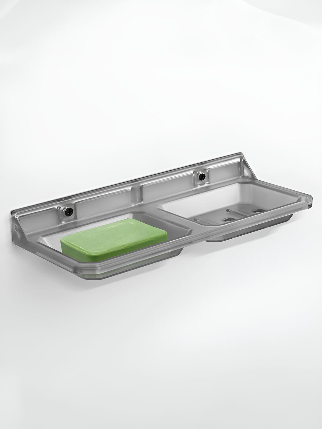 Plantex Transparent Unbreakable Matte Finished Double Soap Dish