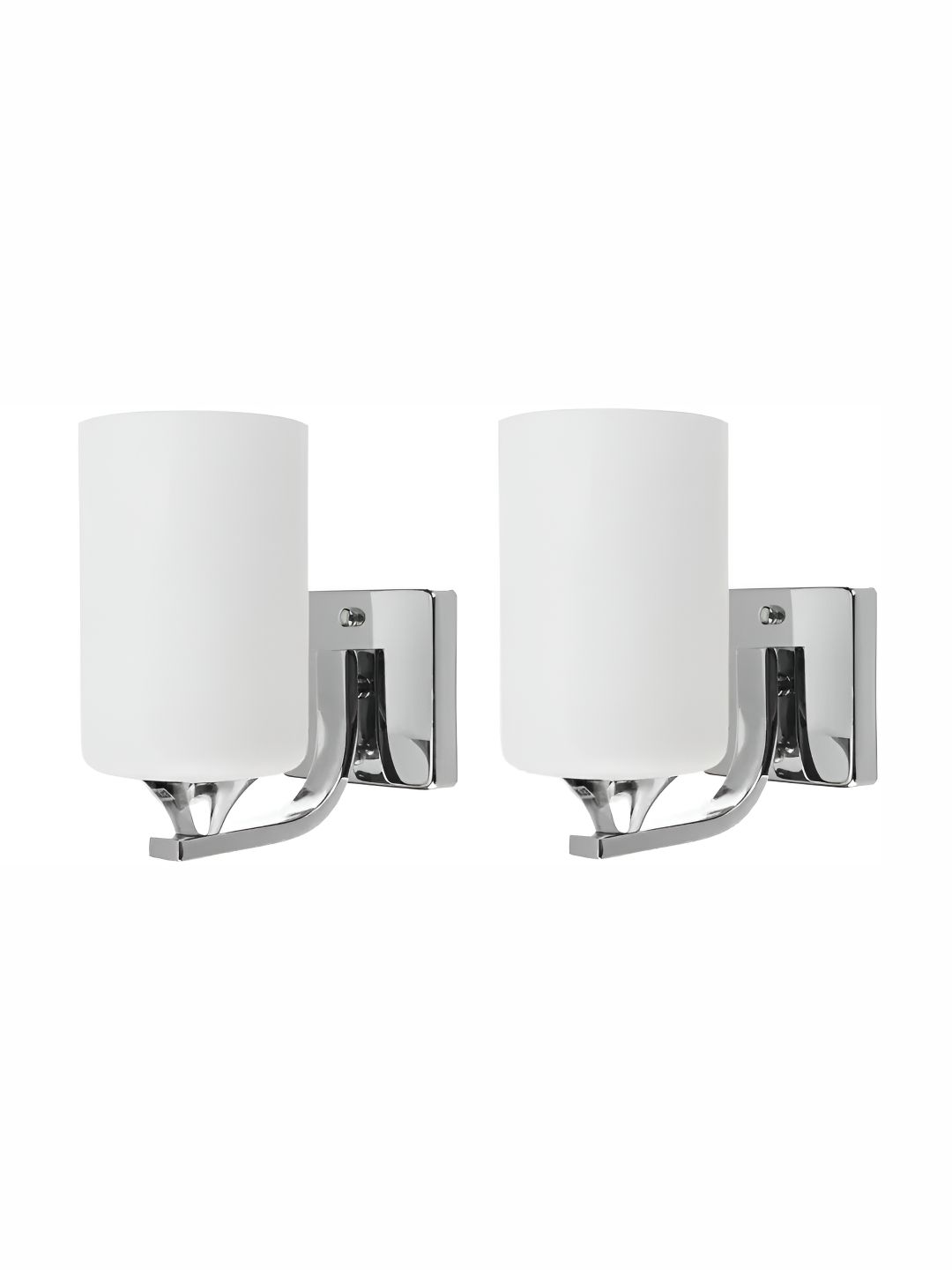 Areezo Silver Toned & White 2 Pieces Cylinder Shaped Iron Contemporary Wall Lamp