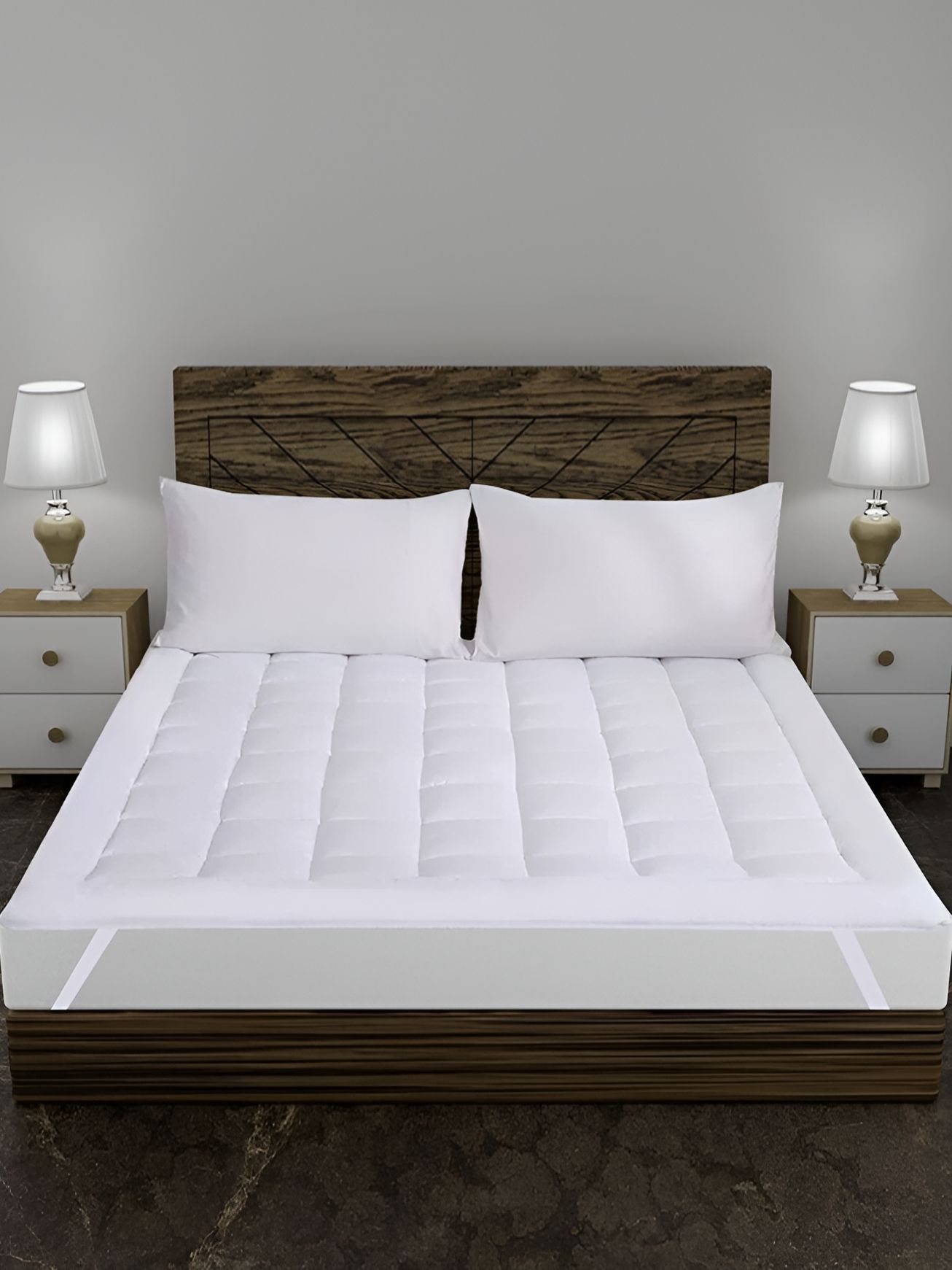 Comfowell Comfowell White Cotton Mattress Topper Double Size Waterproof Mattress Cover