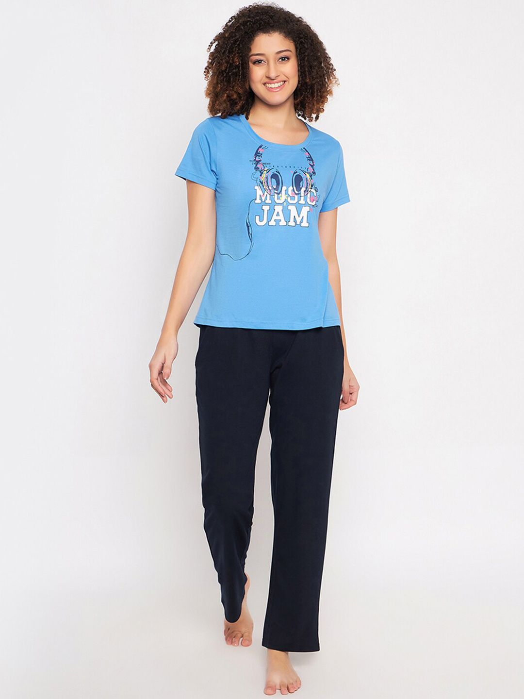 Clovia Typography Printed Pure Cotton Night suit