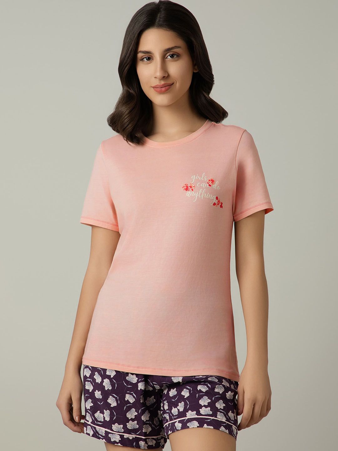 Amante Round Neck Cotton Modal Lounge T-shirt