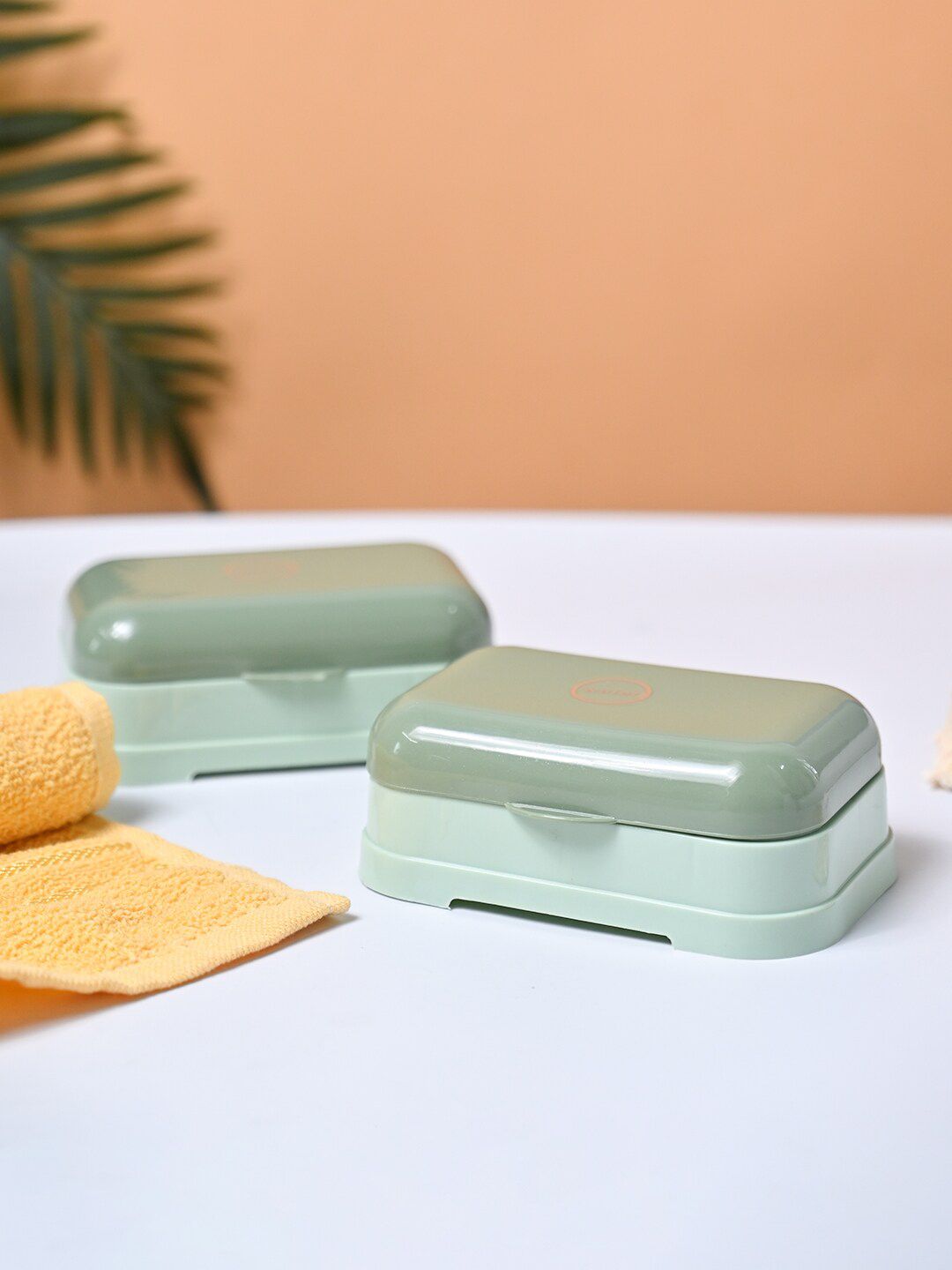 MARKET99 Green & Off White 2 Pcs Soap Dish Bathroom Accessories