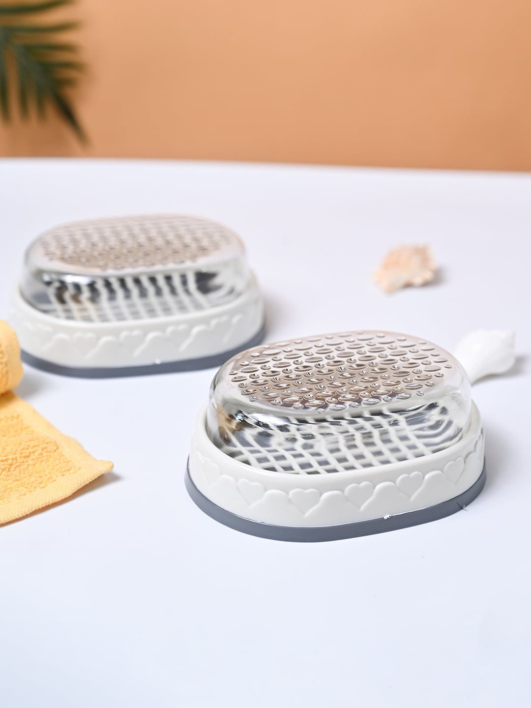 MARKET99 Off White & Grey 2 Pcs Soap Dish Bathroom Accessories