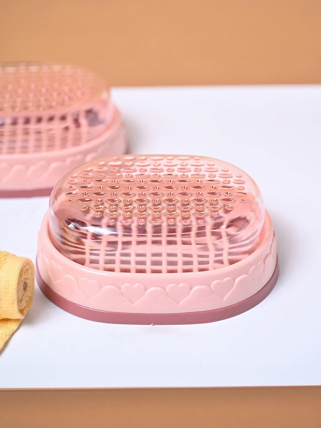 MARKET99 Peach 2 Pcs Soap Dish Bathroom Accessories