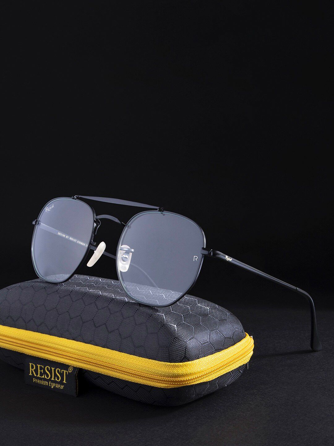 RESIST EYEWEAR Unisex Rectangle Sunglasses With UV Protected Lens STARDOM BLACK DN2