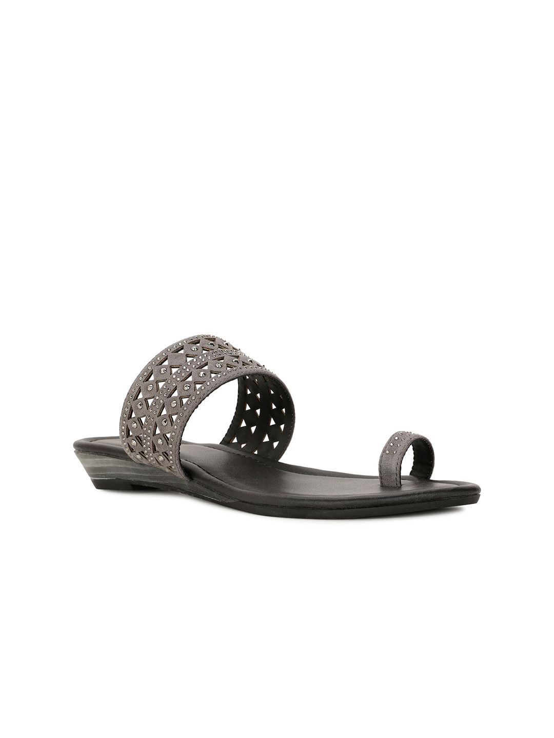 Bata Embellished Laser Cut One Toe Flats