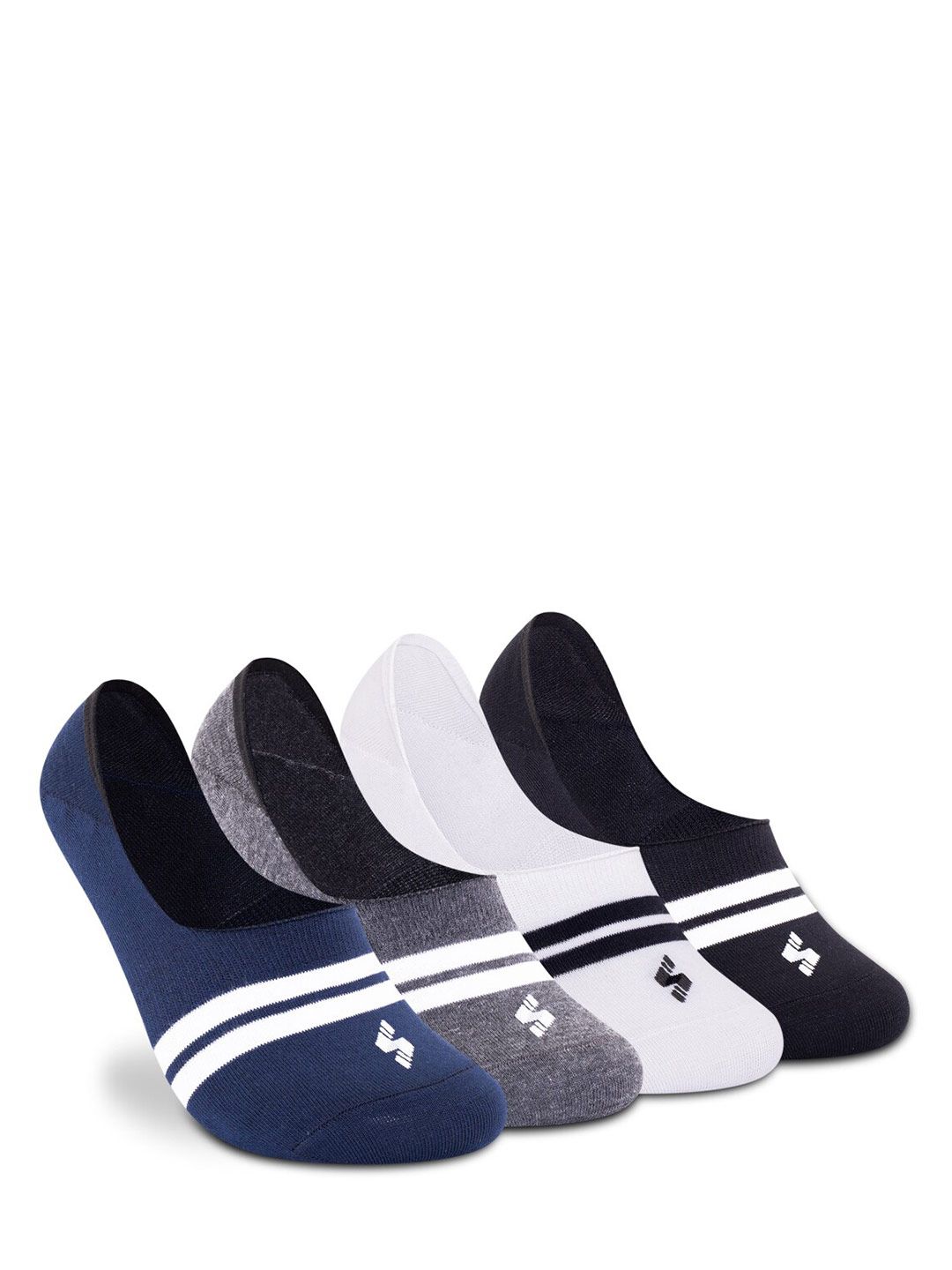 Supersox Unisex Pack of 4 Patterned Cotton Moisture Absorbent Anti Slip Shoe Liners Socks