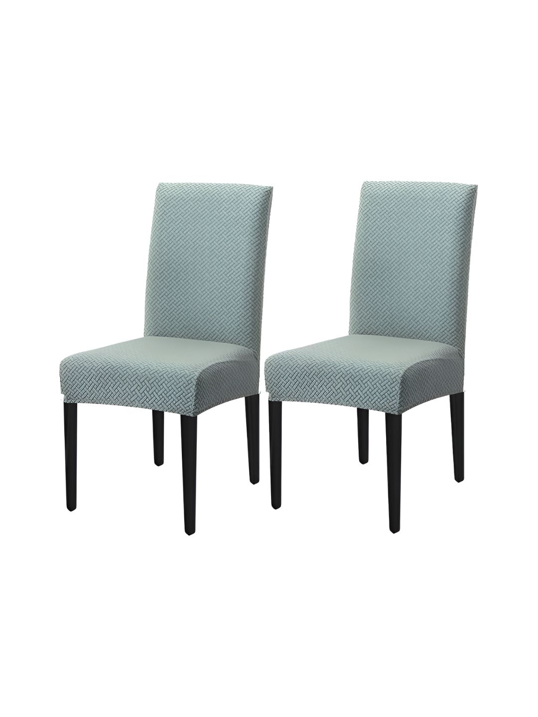 HOUSE OF QUIRK  2 Pcs Green Elastic Jacquard Stretchable Chair Cover
