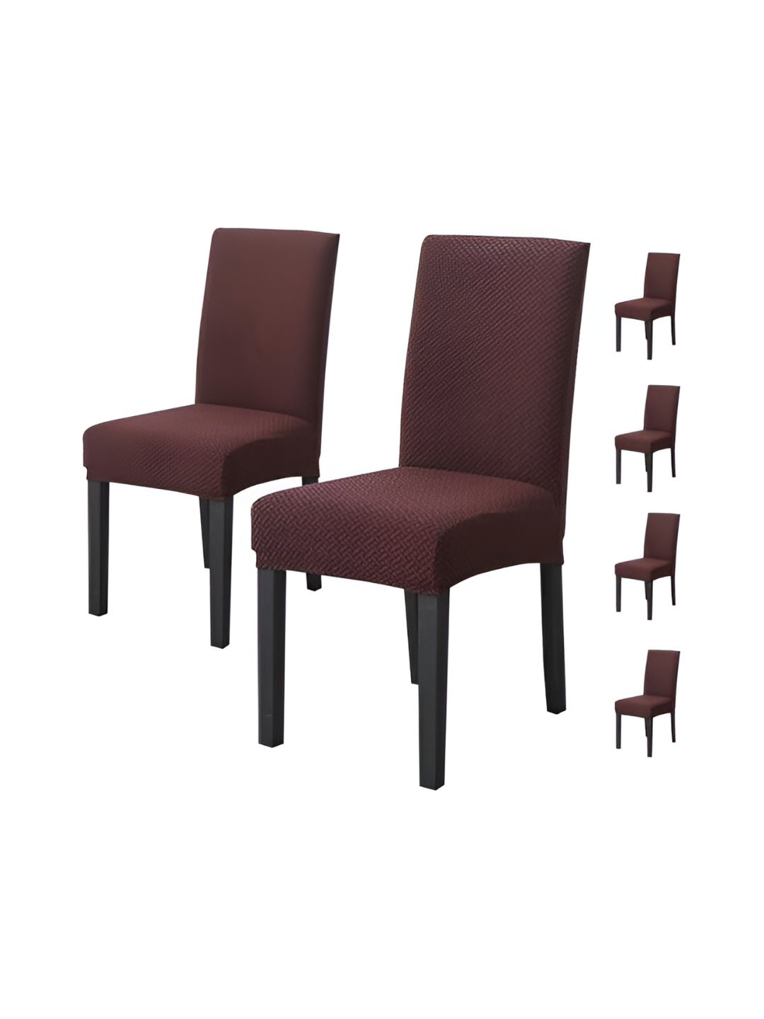 HOUSE OF QUIRK Brown 6 Pieces Self Design Removable Washable Chair Cover