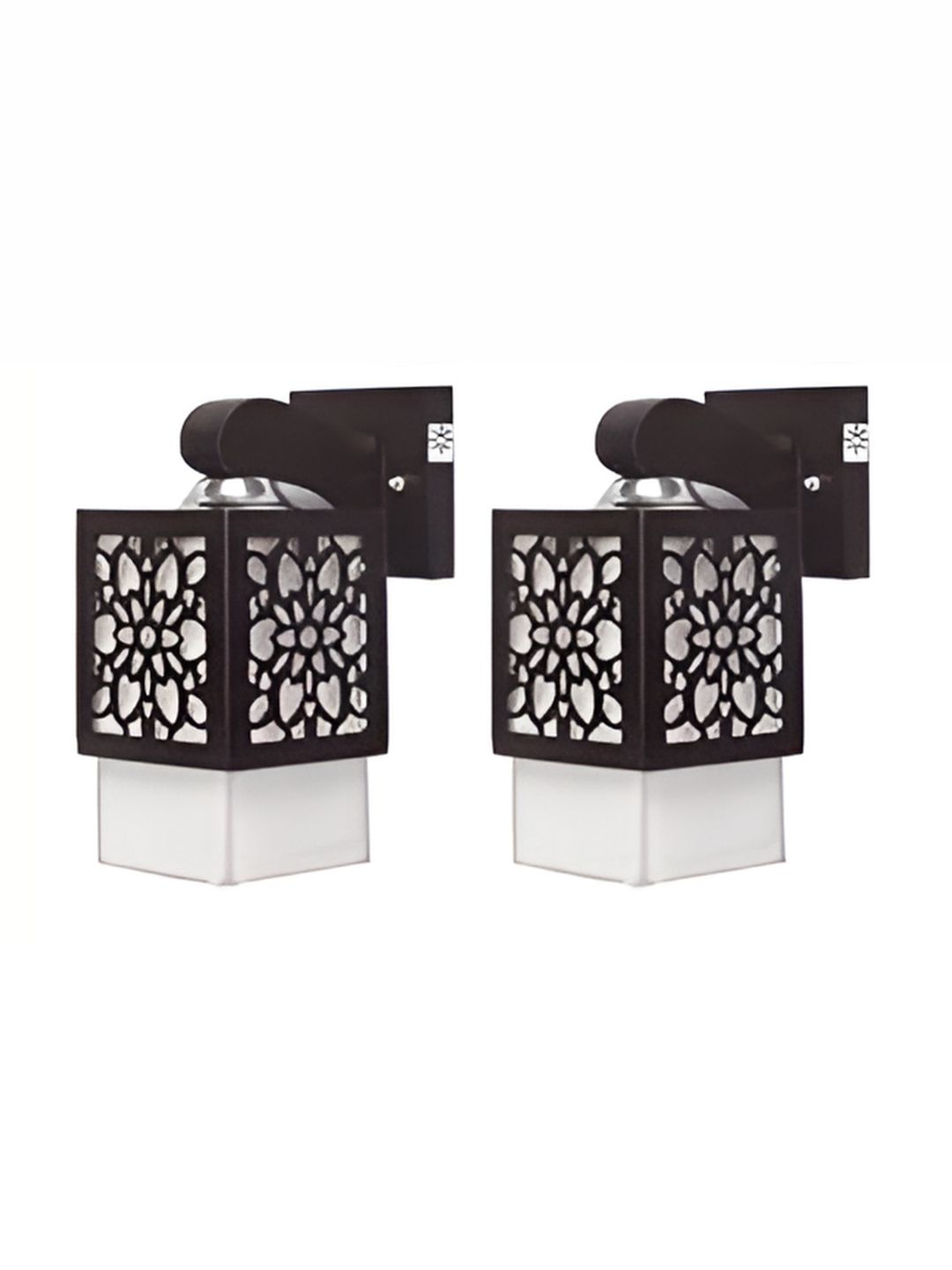 Areezo Brown & White 2Pcs Textured Metal Square Shaped Wall Lamps