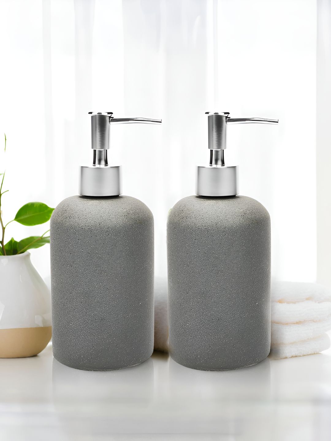Anko Grey 2 Piece Solid Ceramic Soap Dispenser