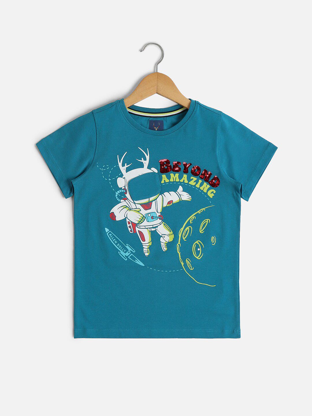 Allen Solly Junior Boys Printed Round Neck Short Sleeves Cotton T-shirt