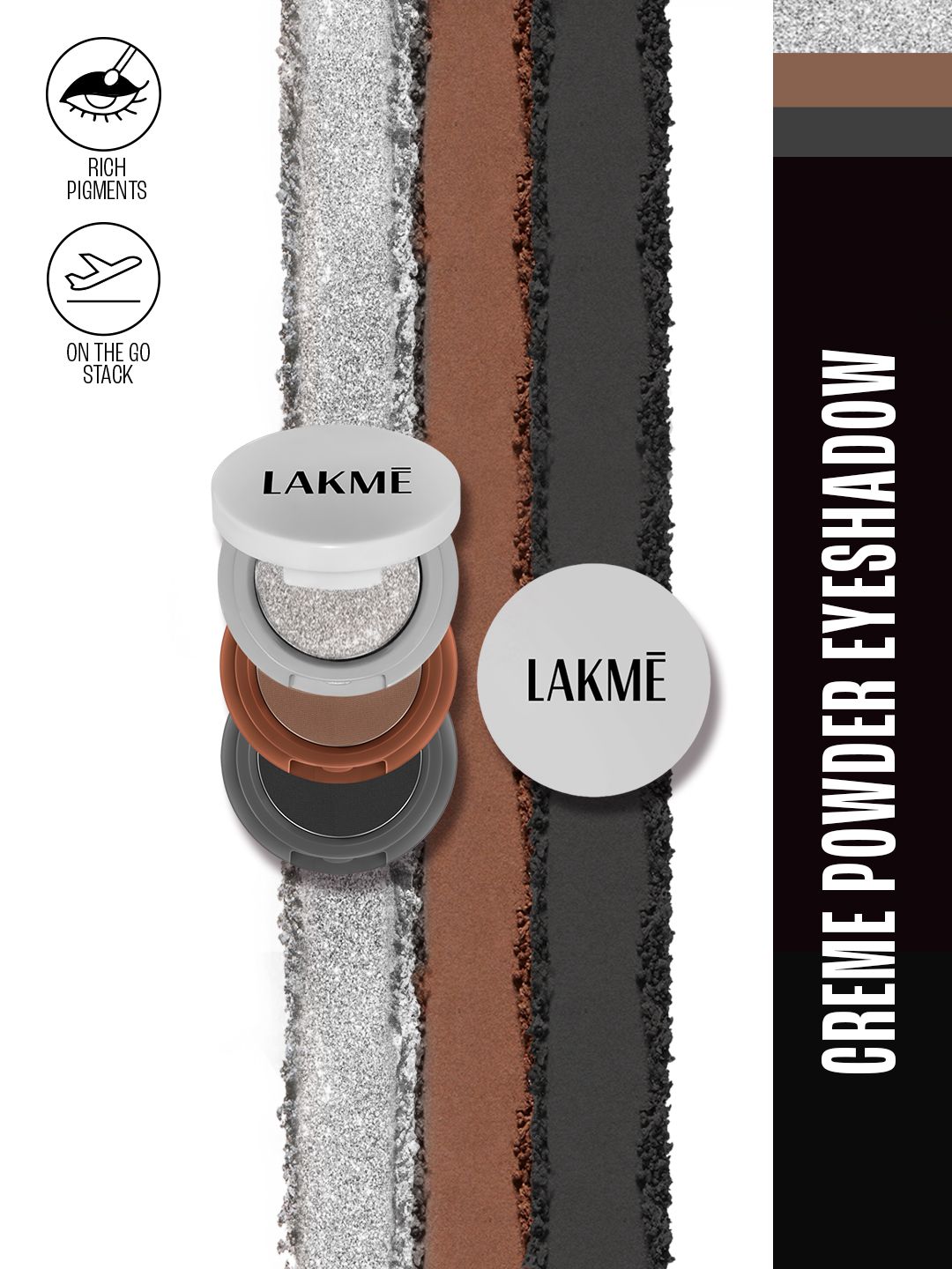 Lakme 9to5 Eyeconic Creme Powder Shadow Stack - Smokey Diva