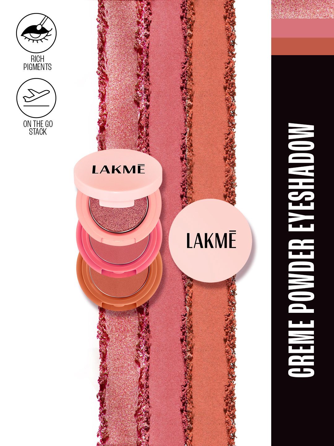 Lakme 9to5 Eyeconic Creme Powder Shadow Stack - Nude Bomb