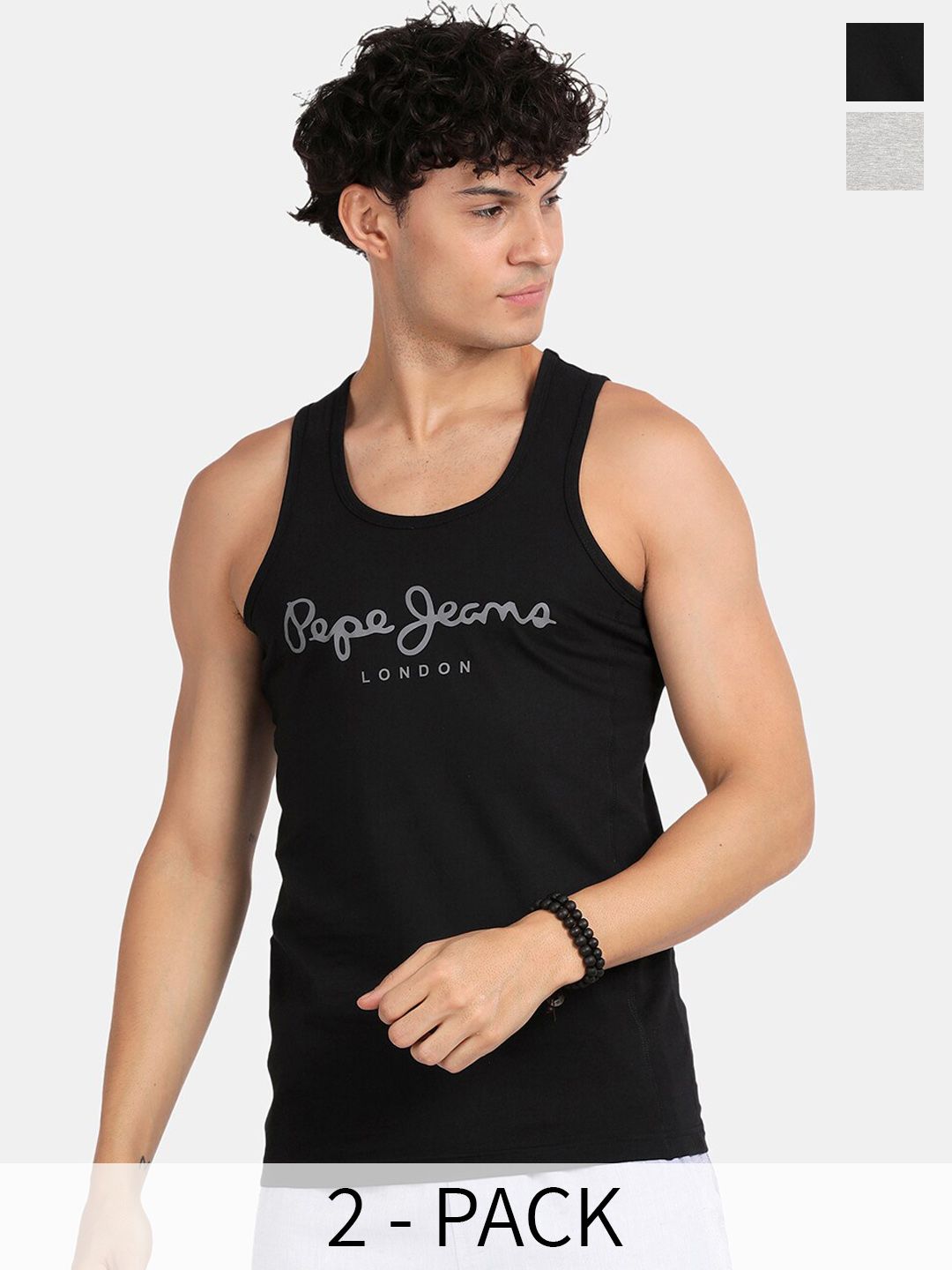 Pepe Jeans Pack Of 2 Printed Cotton Inner Vests