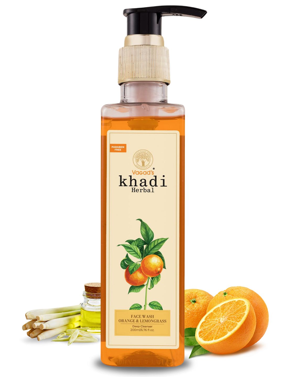 Vagads Khadi Herbal Orange & Lemongrass Face Wash - 200ml
