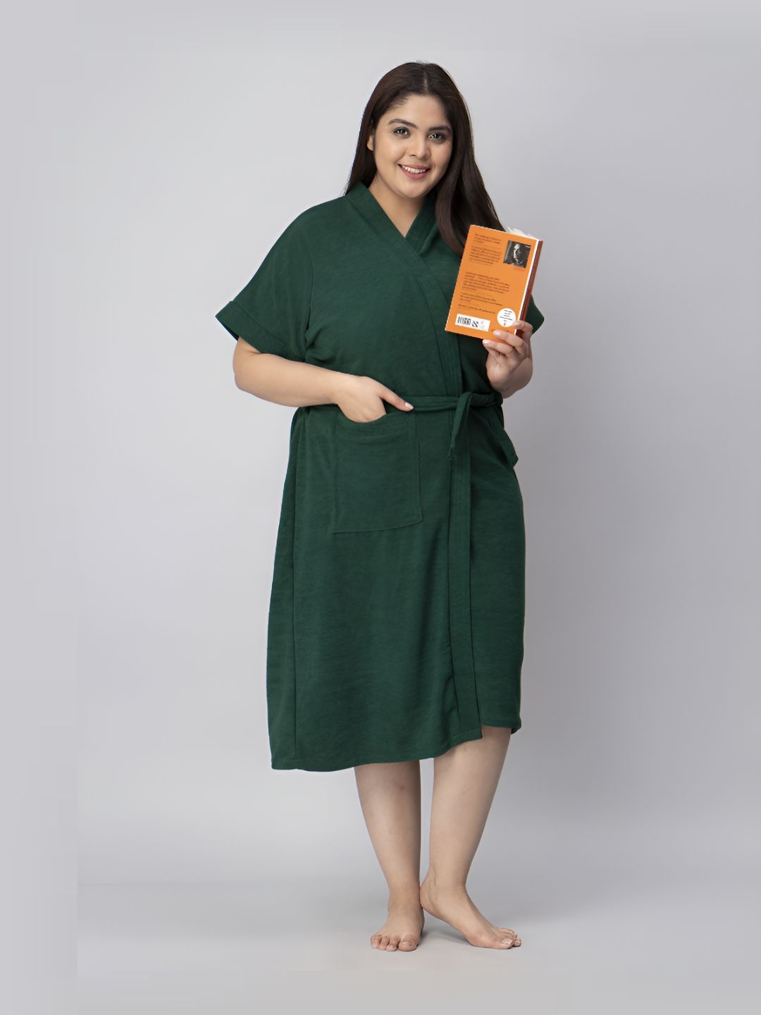 HotGown Green Half Sleeves Bath Robe