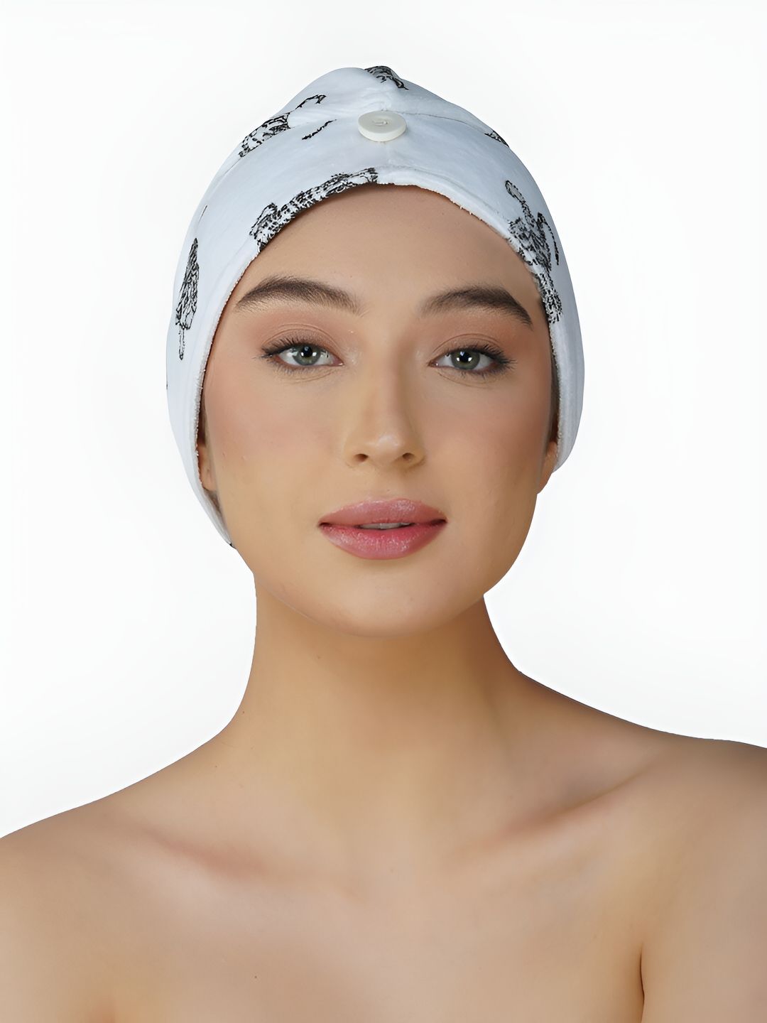 RANGOLI Grey & White Printed Cotton 400 GSM Bath Wrap Towel