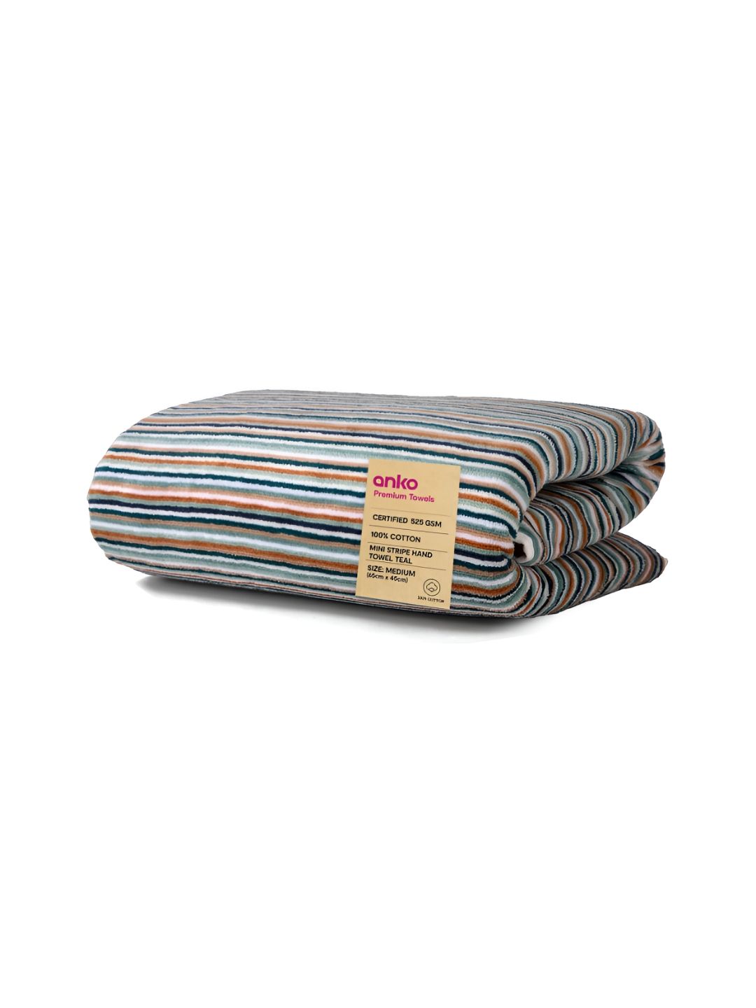 Anko Brown & White Striped Cotton 520 GSM Bath Towel