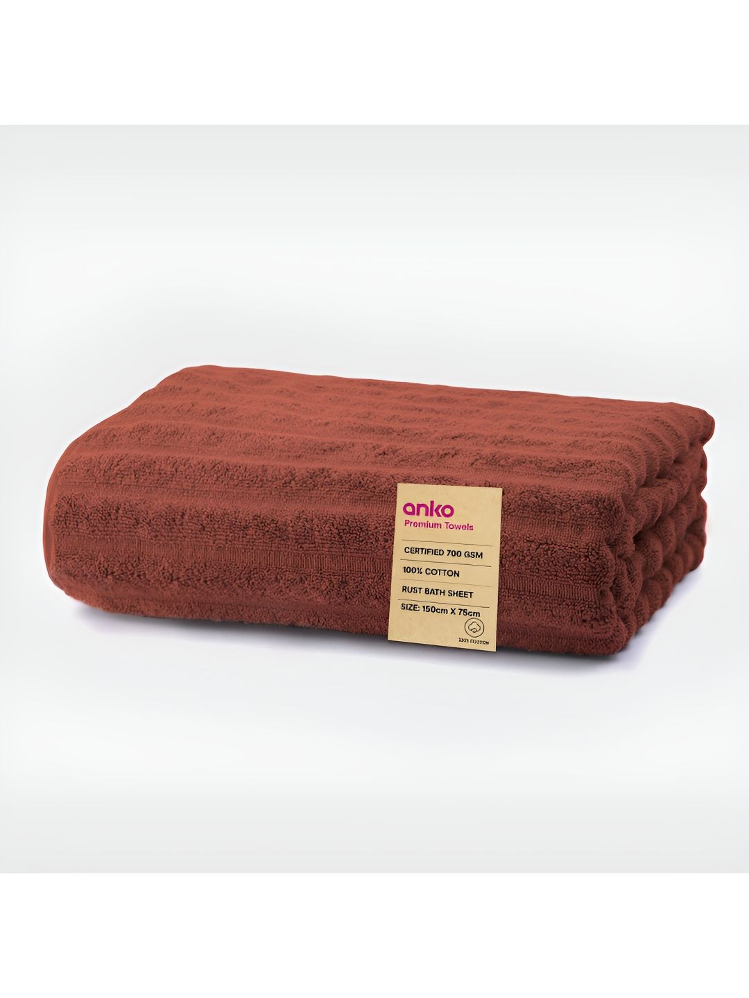Anko Rust Striped Cotton 670 GSM Bath Towel