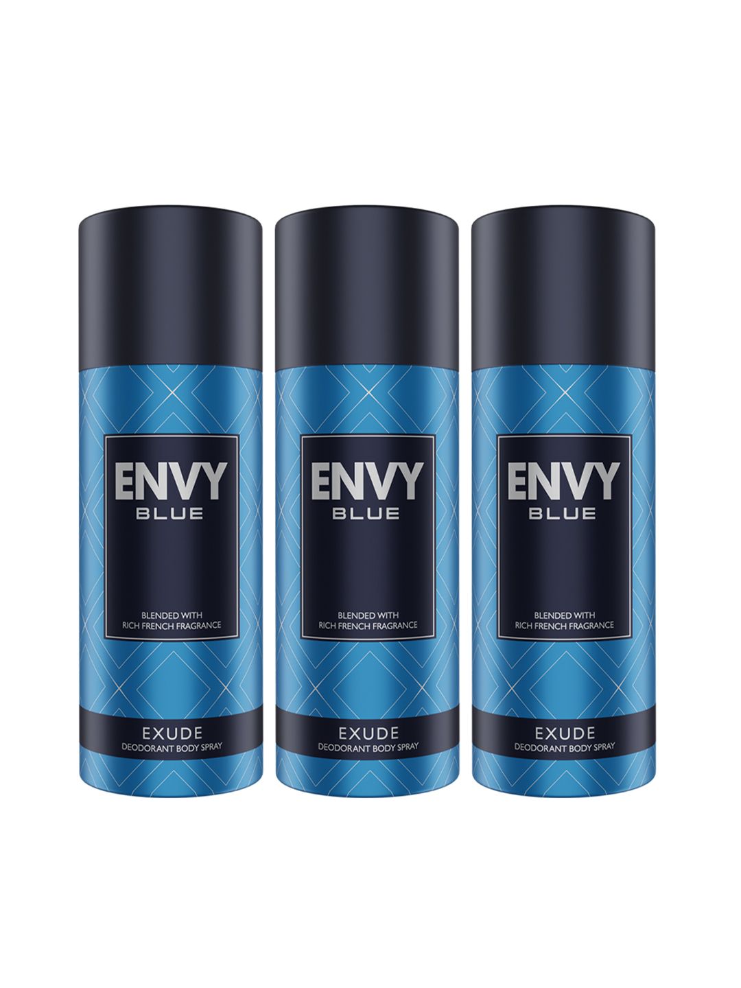 ENVY Men Set of 3 Blue Exude Long Lasting Deodorant Body Spray - 105 g each