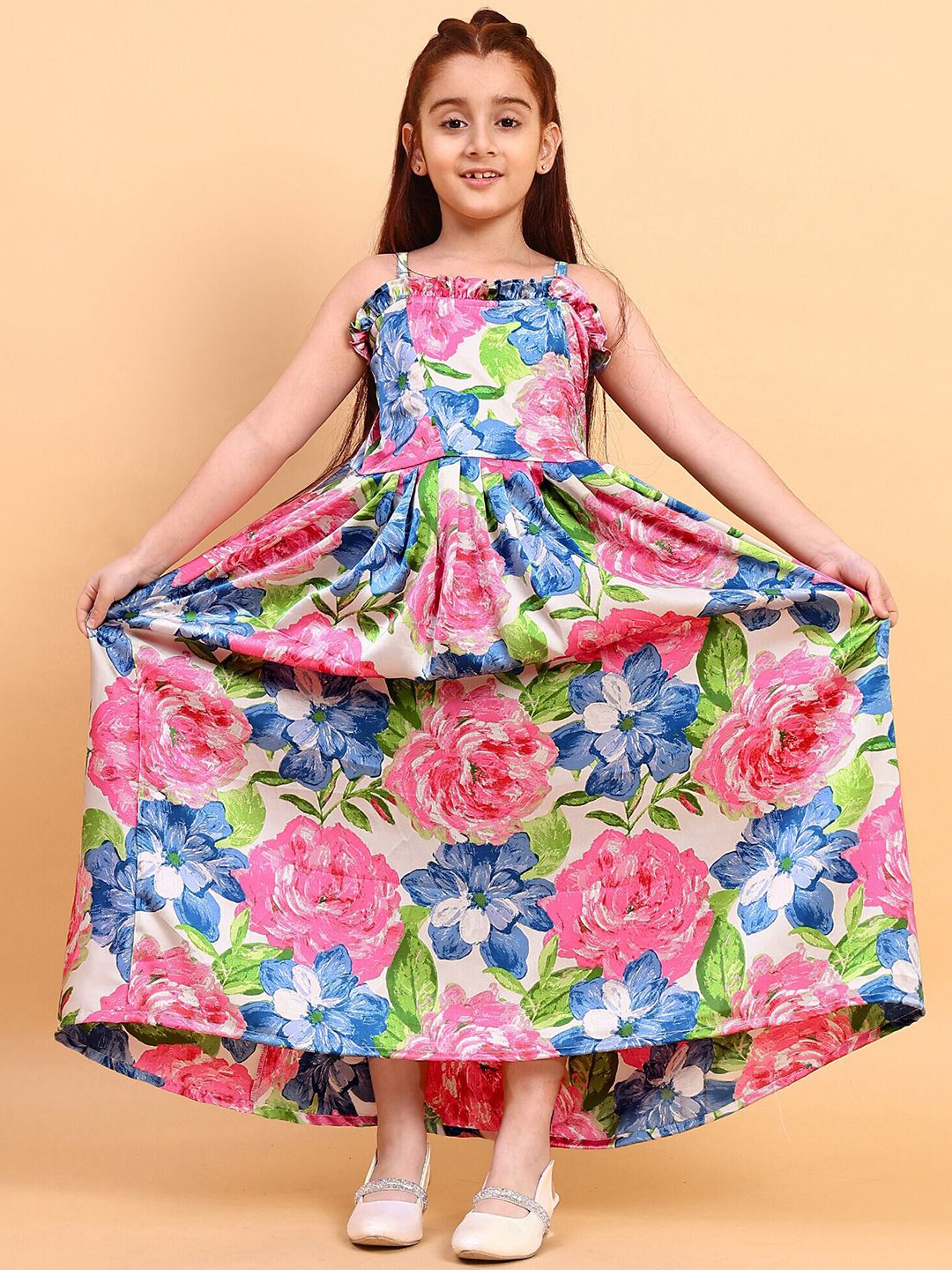 Buy YK Girls Floral Printed Halter Neck Maxi Dress - Dresses for