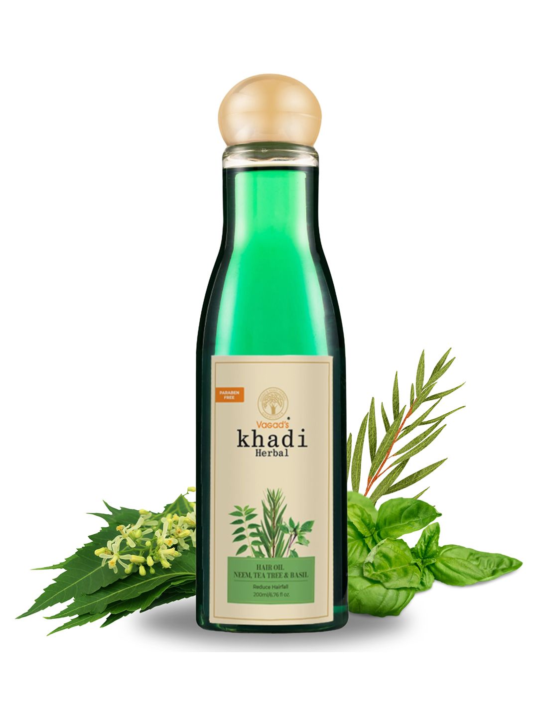 Vagads Khadi Herbal Neem Tea Tree Basil Hair Oil - 200ml