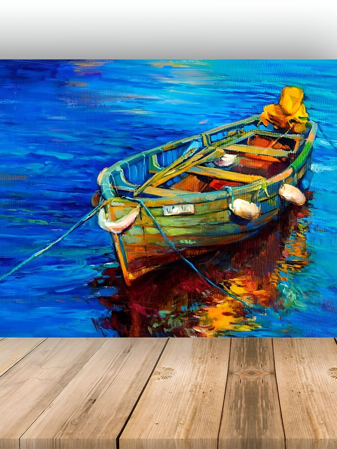 Buy Wallpics Blue & Green Boat Wall Poster - Decals and Stickers
